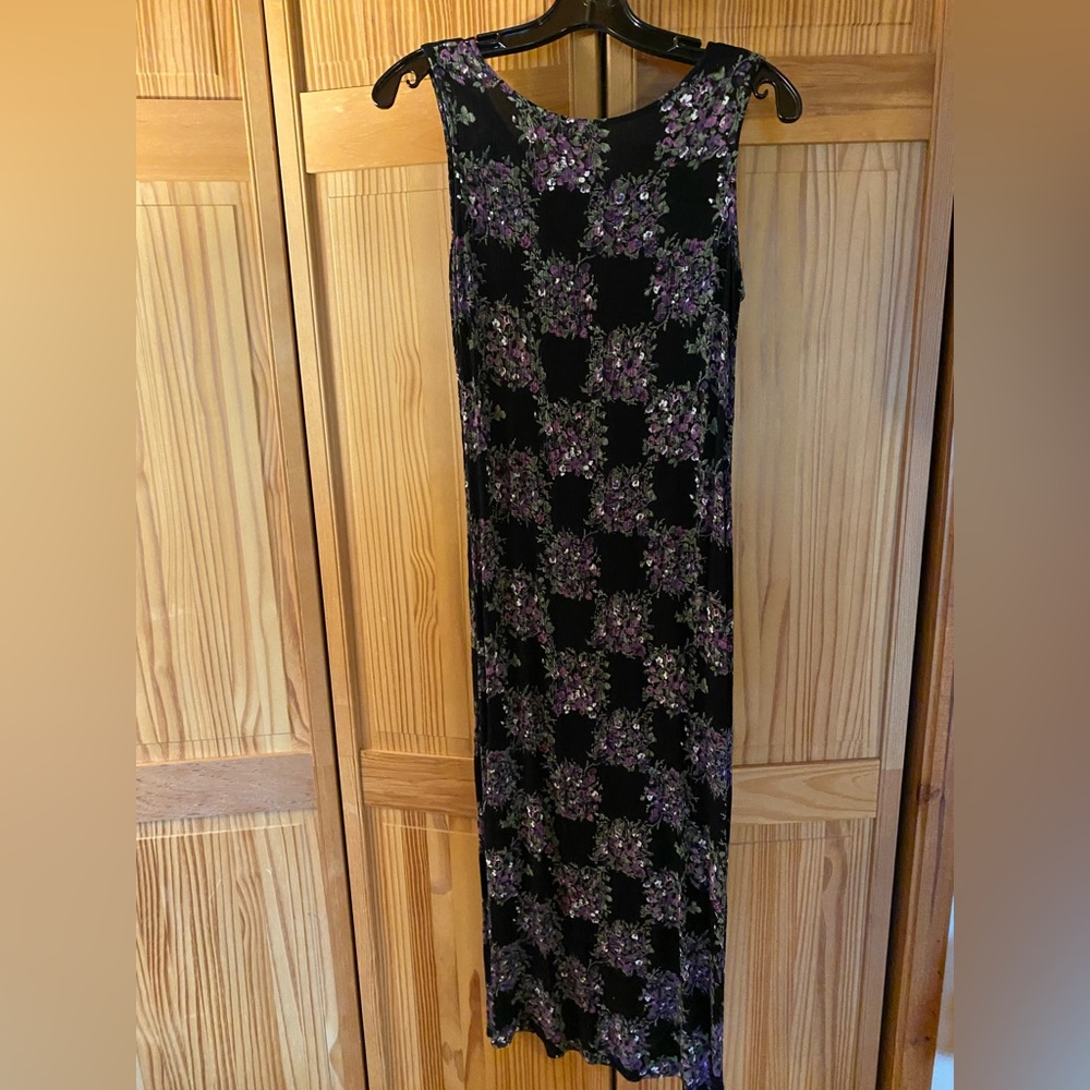 Vintage black gauze midi dress with side slits. Size xxs-xs.
